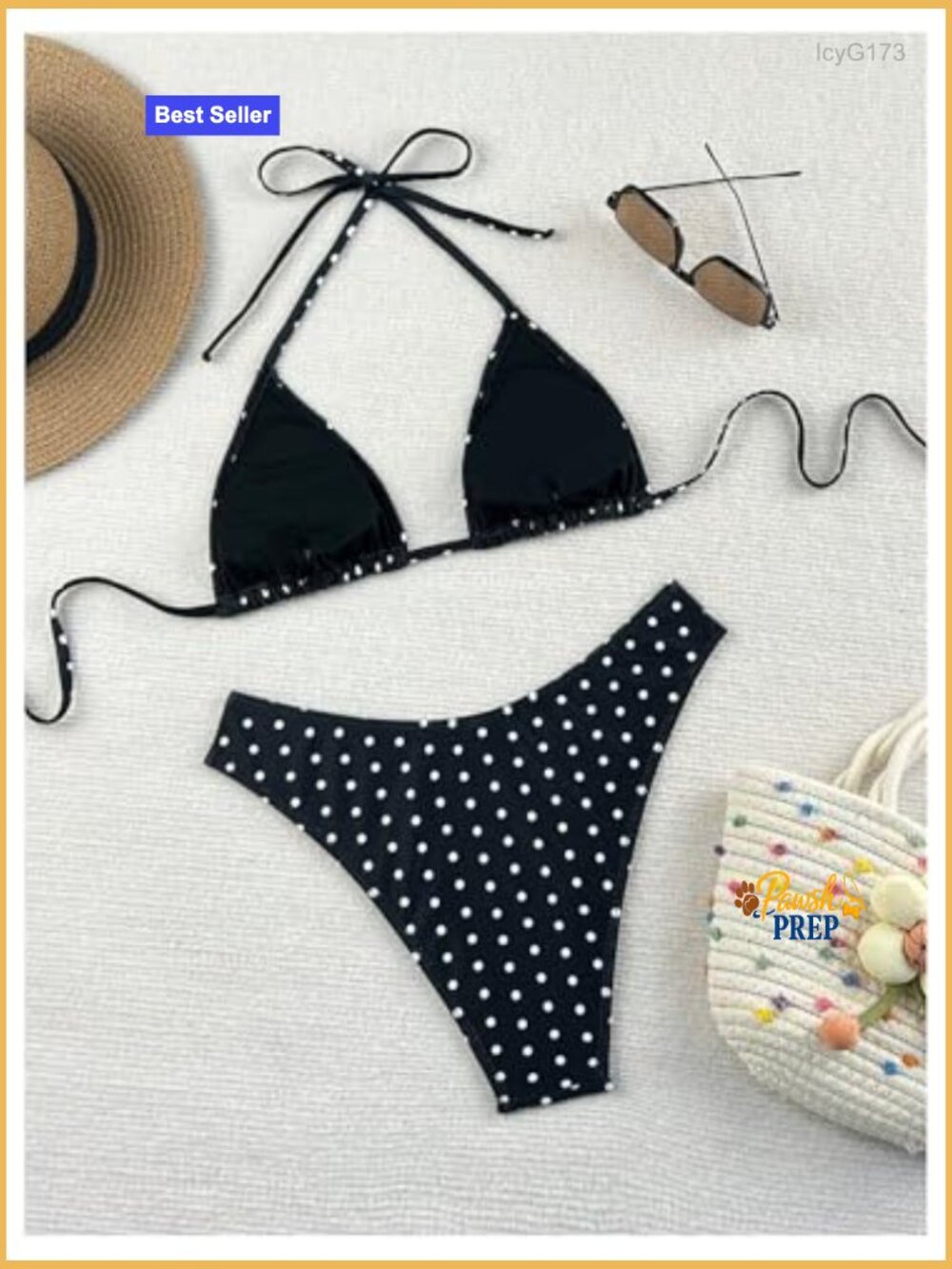 Polka Dots Bikini Set Halter Triangle 2 Piece Swimsuit Swimwear - Picture 2 of 6